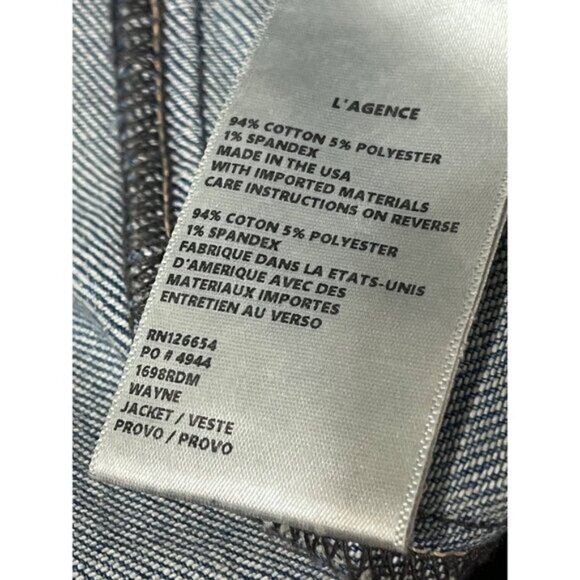 L’AGENCE Wayne Denim Blazer Open Front Blue size Medium - Picture 7 of 15